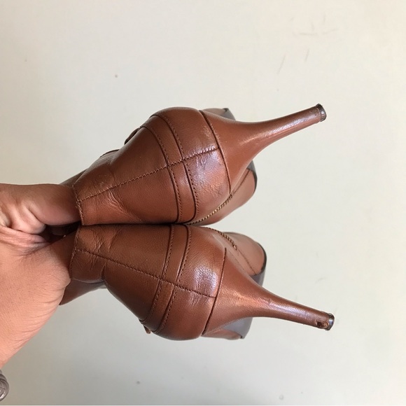 NINE WEST cognac brown booties small heels leather - Picture 7 of 8